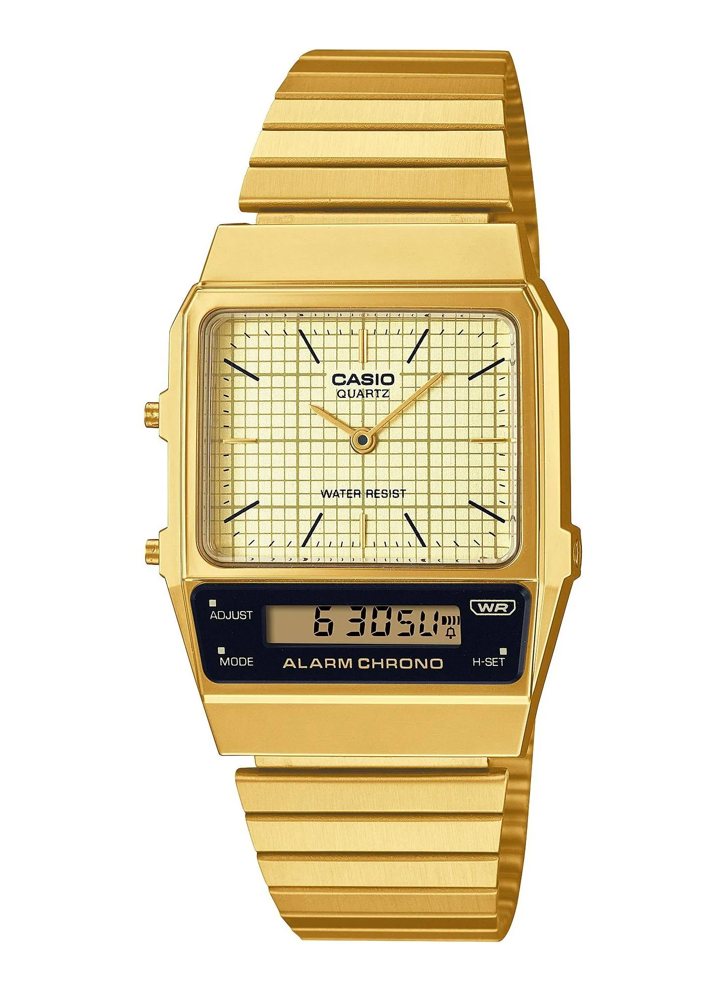 CASIO ساعة كاسيو فينتاج مقاومة للماء انالوج-رقمية ذهبية ستانلس ستيل - AQ-800E-9ADF - 32 ملم