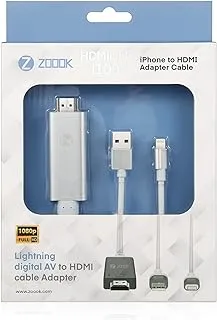 ZS-HDMILINK I 100 - كابل محول من iPhone إلى HDMI ؛ الطول: 2 متر ، كابل شحن USB 0.8 متر