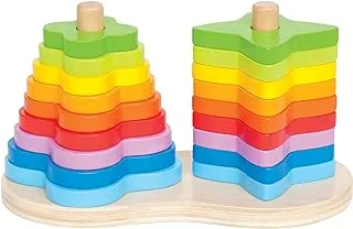 Hape Double Rainbow Stacker | Wooden Stacking & Sorting Block Building Toy For Kids