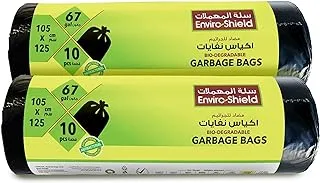 Enviro shield Biodegradable & Antibacterial 67 Gallon 10 Garbage Bags x 2 Rolls Value Pack Multicolour