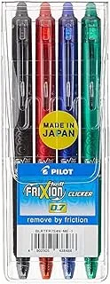 Pilot Frixion Clicker Rollerball Pen 4-Pieces, 0.7 mm Size, Clear