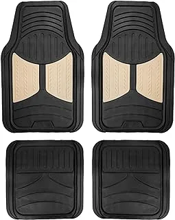 FH Group Automotive Floor Mats Beige Climaproof for All Weather Protection Universal Fit Heavy Duty Rubber fits Most Cars, SUVs, and Trucks, Full Set Trim to Fit FH Group F11313BEIGE