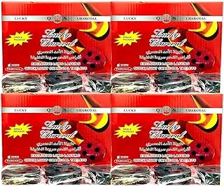 Al Madina Lucky Charcoal 20 Pcs X 4 Boxes Charco lite Smart Tablets Bakhoor 50 MM Compo Sett, RED, LUCKY-4P