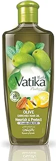 Vatika Naturals Olive Enriched Hair Oil - With Goodness Of Olive , Almond & Lemon - Vitamin A,E,F For Nourishing & Protection Of Hair - 300 ml