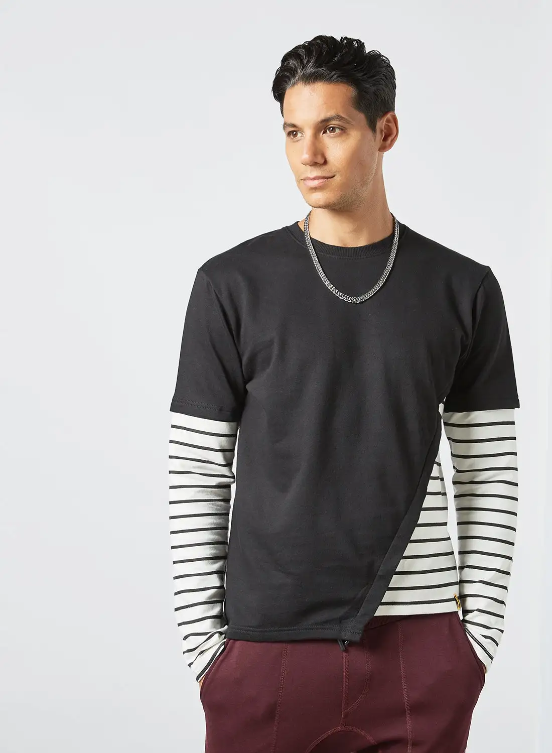 Campus Sutra Men's Casual Pullover Black/White