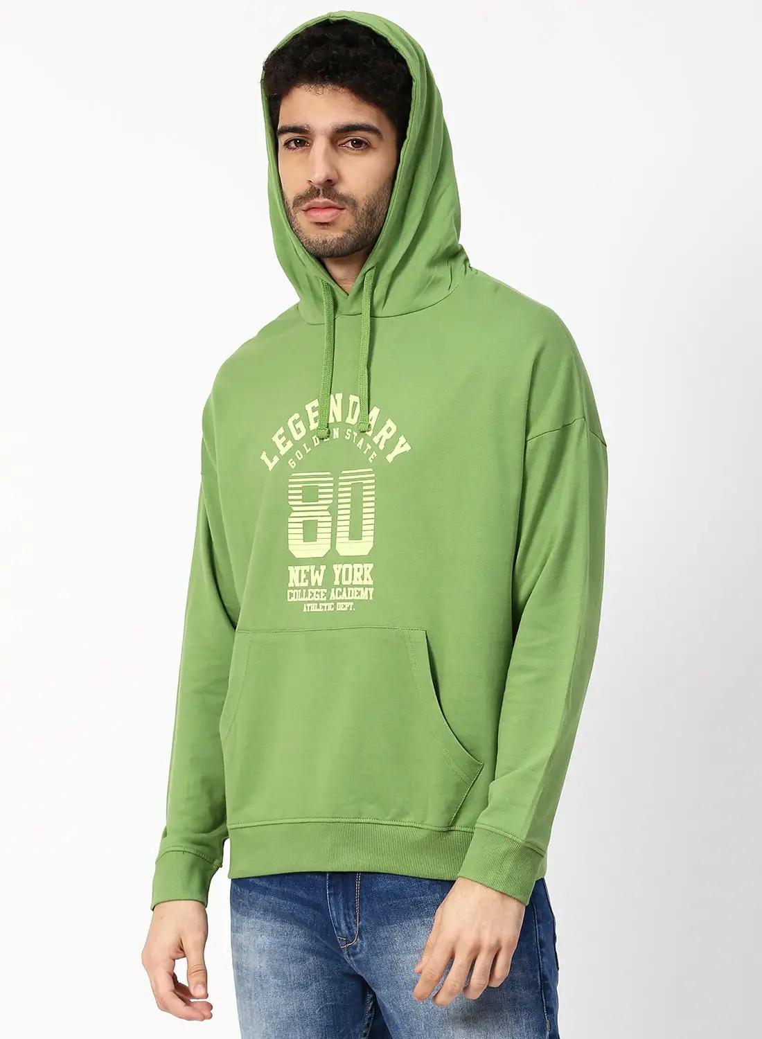 Noon East Printed Casual Hoodie Green