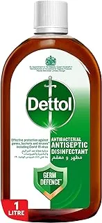 Dettol Antiseptic Antibacterial Disinfectant Liquid for Effective Germ Protection & Personal Hygiene, Used in Floor Cleaning, Bathing and Laundry, 1L (Packaging may vary)