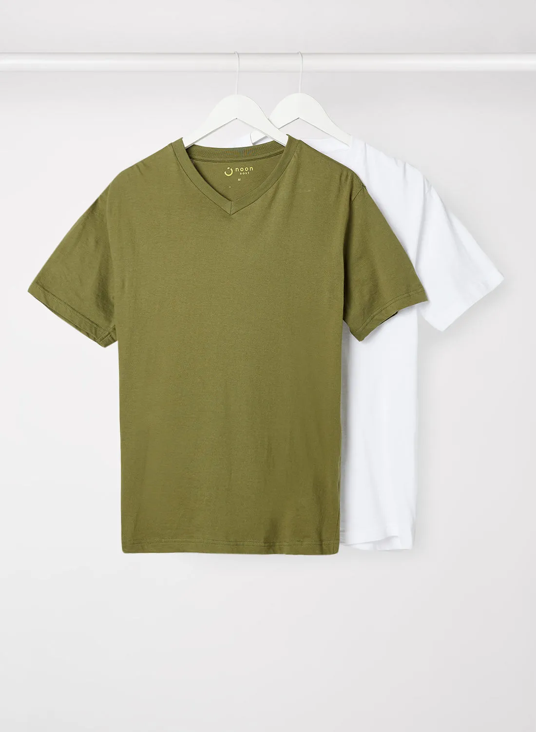 Noon East 2 Pack Back V-Neck T-Shirt White/Olive