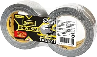 Scotch Universal Duct Tape 48mm x 25m, 2 rolls/pack | Silver color | For general purpose | holds quickly and reliably| For everyday repairs and projects