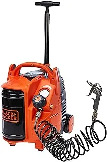 Black & Decker BD 195/5-MY-T Black + Decker 10 Bar Compressor ، محرك 1.5 حصان ، خزان 5 لتر ، تدفق هواء 180 لتر / دقيقة ، مع مجموعة