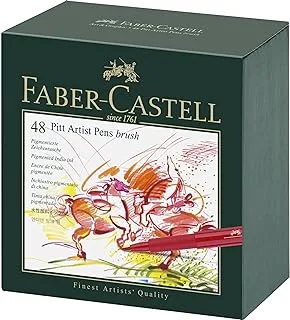 Faber-Castell 167148 Pitt Artist Color Pen Brush Set, Assorted Colors, Pack Of 48