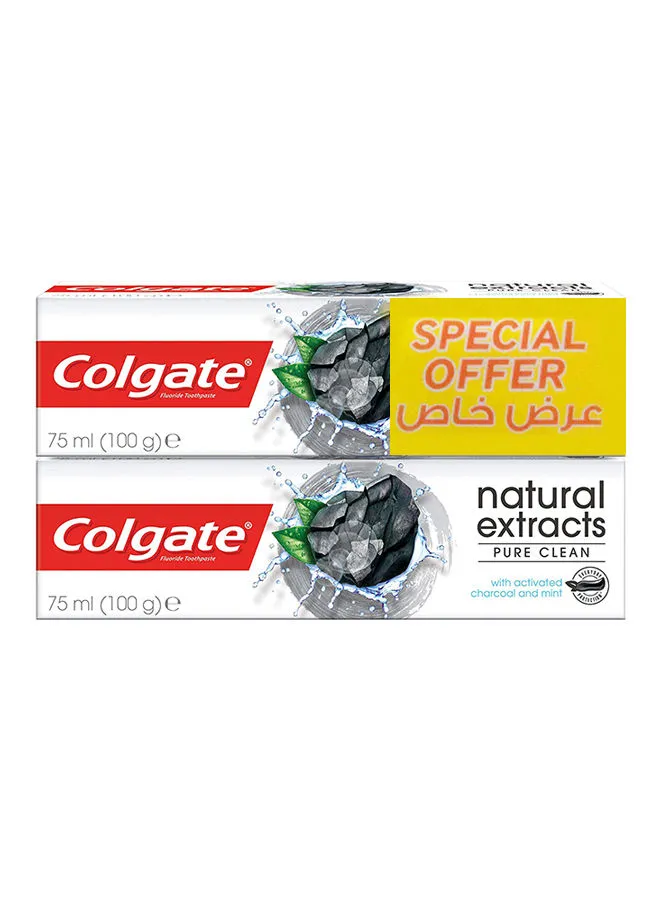 Colgate Natural Extracts Deep Clean With Activated Charcoal Toothpaste 75ml Pack of 2