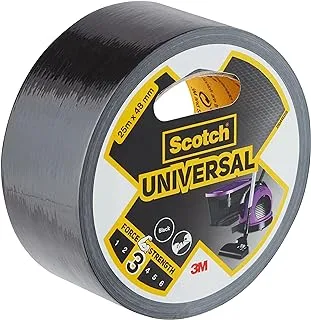 Scotch Universal Duct Tape 48mmx25m, 1 roll/pack | Black color | For general purpose | Holds quickly and reliably | For everyday repairs and projects