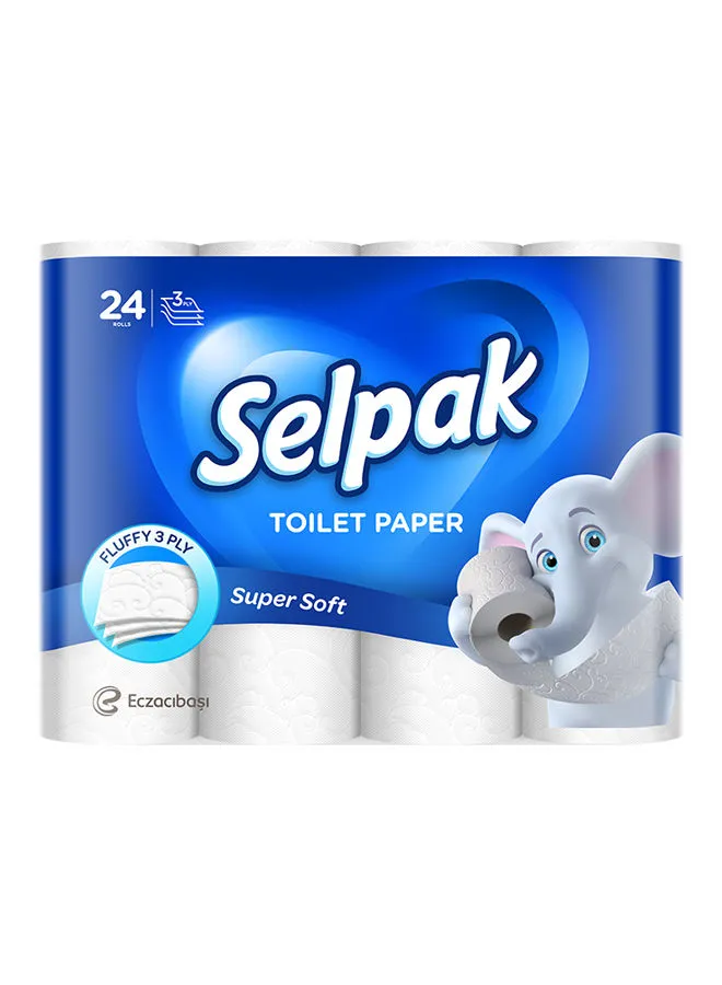 Selpak Super Soft Toilet Paper 140 Sheets x 3Ply, Pack of 24 Rolls