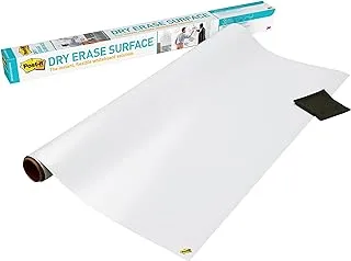 Post-it Dry Erase Whiteboard Surface 3 x 4 in (91.4 cm x 1.21 m), 1 roll/pack | White Color | Sticker Whiteboard Film Surface for Walls, Doors, Tables and More | Removable | Easy Installation