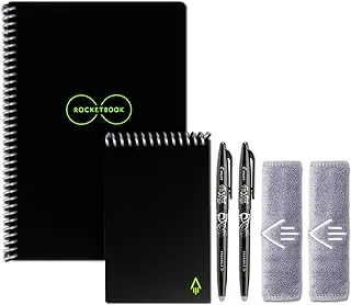 Rocketbook Smart Reusable Notebooks with 2 Pilot Frixion Pens - Black, Executive (15.2 cm x 22.3 cm) & Mini Size (8.9 cm 14 cm)