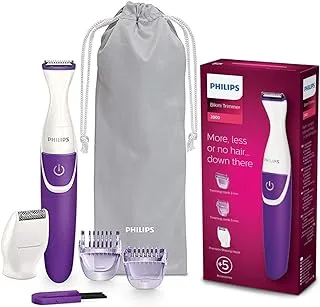 PHILIPS Essential Bikini Trimmer. Trim. Shave & Style. Mini Shaving Head Included. Portable. Battery , Brt38315, Whitepurple