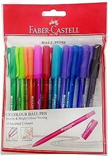 Faber-Castell Cx Ball Pen 0.7Mm Poly Bag Of 10Pc Assorted, Multicolor, 247011, Air Gel