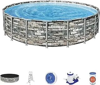 Bestway Pool Set Powersteel Multicolour, 56883-3, Power Steel Pools, 6.1 X1.32 M