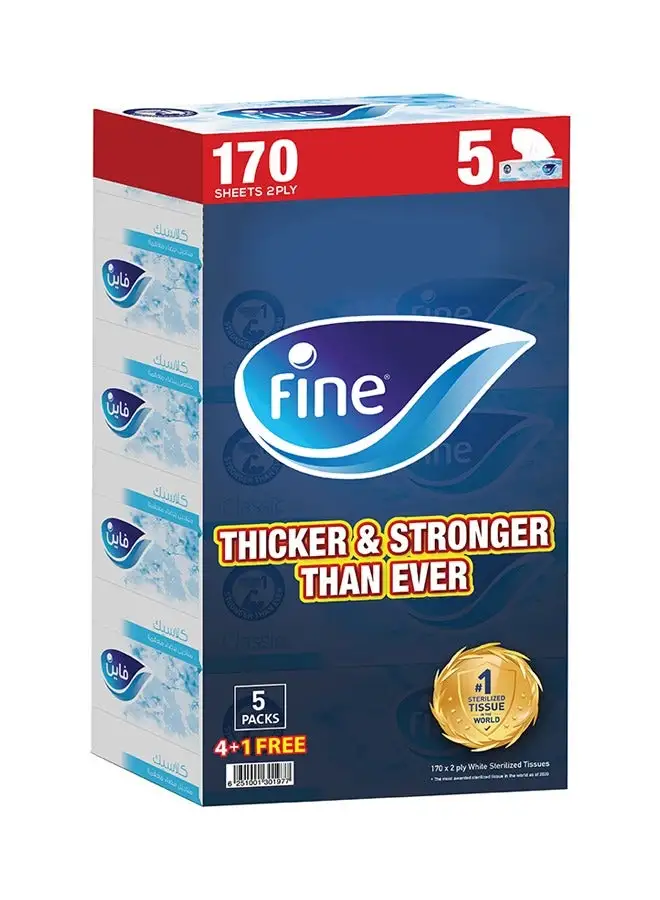 Fine Facial Tissues 170 sheets Pack Of 5 White