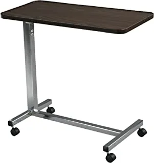 Drive Medical 13003 Non Tilt Top Overbed Table with Wheels, Chrome