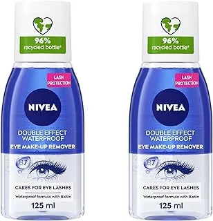 NIVEA Eye Makeup Remover, Double Effect Sensitive Lashes Protection, 2x125ml