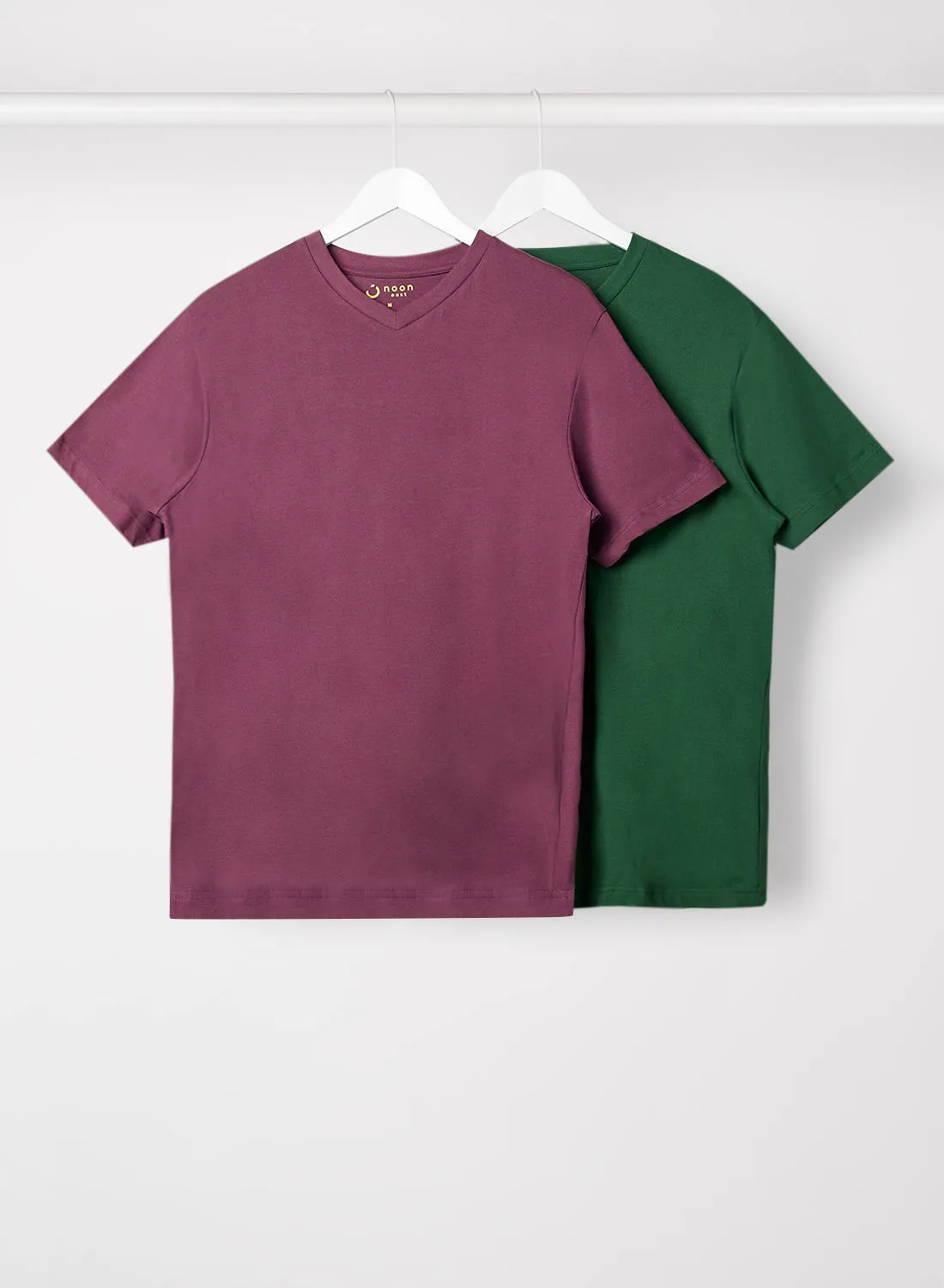 Noon East 2 Pack Back V-Neck T-Shirt Dark Green/Maroon