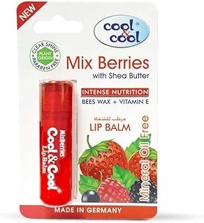 Cool & Cool Mixed Berries Lip Balm - Intense Nutrition,Bees Wax,Vitamin-E,Shea Butter, Mineral Oil Free,Made In Germany - 4.6g