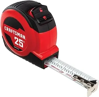 CRAFTSMAN Tape Measure, 25 ft, Retraction Control and Self-Lock, Rubber Grip (CMHT37225)