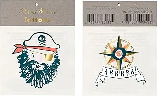 Meri Bearded Pirate Tattoos Sheets 2 Pieces