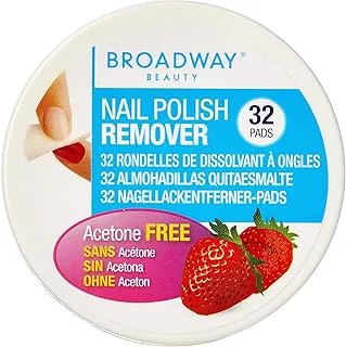 Broadway nail polish remover pads, strawberry scented 36b, 32 Pads ,Pack of 1