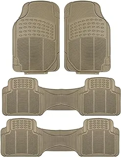 FH Group F11306Beige-3Row Floor Mat (Trimmable Heavy Duty 3 Row Suv All Weather 4Pc Full Set - Beige)