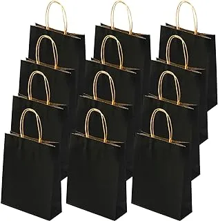 SHOWAY 24 Pieces Paper Party Bags Hen Kraft Bag Bride Birthday Gift Wedding Celebrations for Favour (Black)