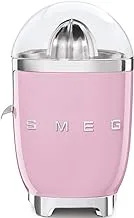 Smeg CJF01PKUK ، عصارة حمضيات جمالية طراز ريترو الخمسين مع وعاء وغطاء للعصير ، فوهة من الفولاذ المقاوم للصدأ مقاومة للتنقيط ، هيكل من الألومنيوم المصبوب ، وردي ، ضمان لمدة سنة