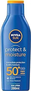 NIVEA SUN Lotion, UVA & UVB Protection, Protect & Moisture, SPF 50+, 200ml