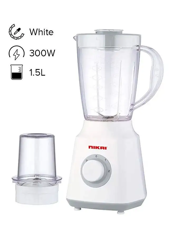 NIKAI Blender with Grinder Jar 1.5 L 300 W NB1700T3 White