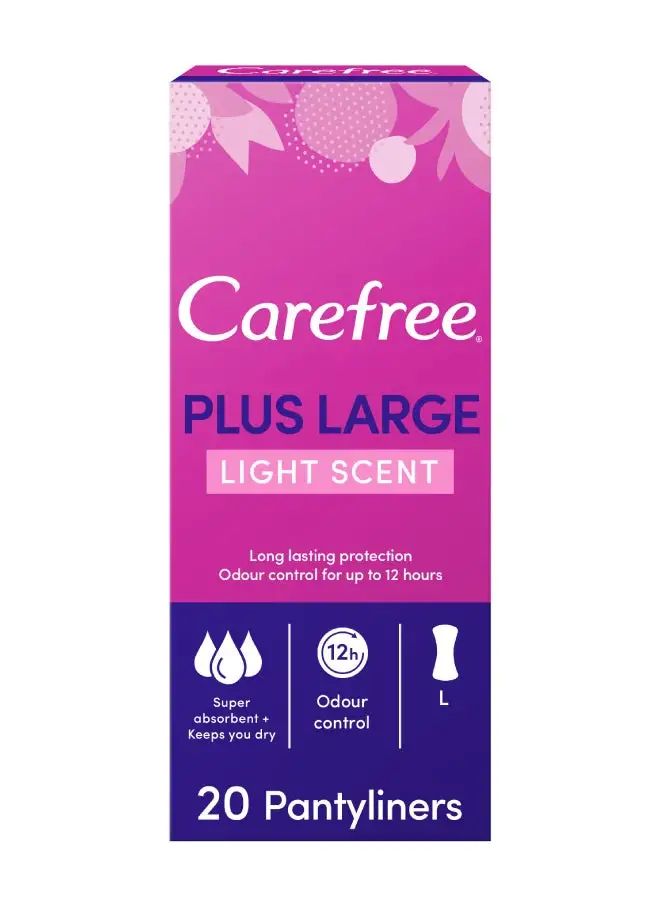 Carefree Panty Liners Plus Large Light Scent 20 Piece