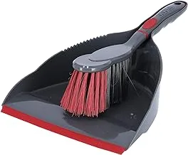 Delcasa Dc1604 Dust Pan & Brush Set Hand Broom With Synthetic Stiff Bristles Broom Set Having Frayed And Angled Tips Large Dustpan And Soft Brush Set, Multicolor