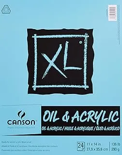 Canson XL Series Oil and Acrylic Paper Pad, Bleed Proof Canvas like Texture, Fold Over, 136 pound, 11 x 14 Inch, White, 24 Sheets