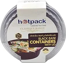 Soft N Cool Hotpack - 5 Pieces Black Base Round Microwavable Container With Lids 24 Ounce