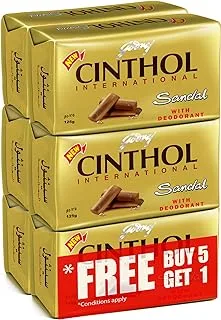 Cinthol Godrej Cinthol Bar Soap 99.9% Germ Protection Sandal (With Deodarant) 125G - (Pack Of 6)