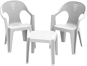 Cosmoplast Regina Table & Chairs Set, White