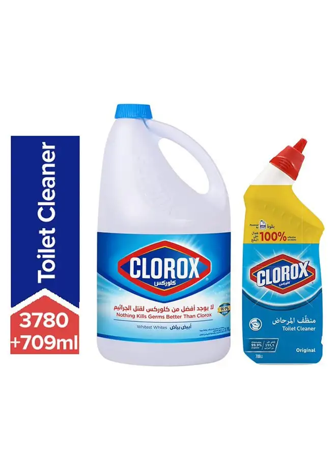 Clorox Original Liquid Bleach Toilet Cleaner And Whitest Whites Clorox 3780+709ml