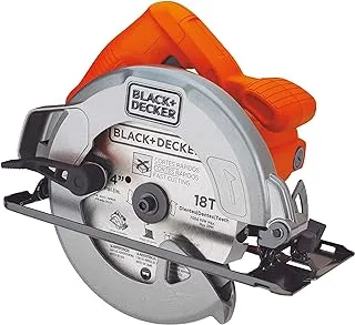 BLACK+DECKER 1400W 184mm Sierra Circular Saw with Bevel Angle Cutting with 18 Tooth Saw Blade , Orange/Black - CS1004-B5,