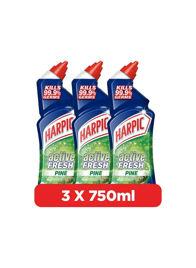 Harpic Active Fresh Pine Toilet Cleaner, Pack Of 3 750ml