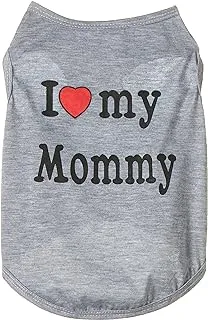 Fancy Paws Mumoo Bear Dog Shirts Pet Summer Vests Clothes I Love My Mommy Dog T Shirt, Printed Cotton T Shirt Vest for Small Dogs Puppy Cats Size S, Gray, Dog Shirt (mommy)