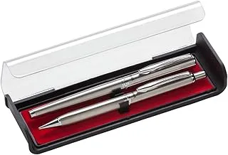 Pentel Libretto Roller Gel Pen And Pencil Set With Gift Box, 0.7mm 0.5mm, Silver Barrels (K6A8Z-A)