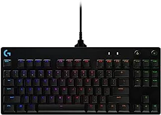 Logitech G PRO Mechanical Gaming Keyboard, Ultra Portable Tenkeyless Design, Detachable Micro USB Cable, 16.8 Million Color LIGHTSYNC RGB backlit keys - Black