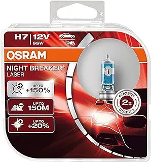 OSRAM NIGHT BREAKER LASER H7, next generation, 150% more brightness, halogen headlamp, 64210NL-HCB, 12V, passenger car, duo box (2 lamps) - White