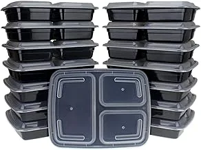 SNH Eco Friendly Disposible Microwave Container Rectangular - 3 Compartment - 12 Pieces.